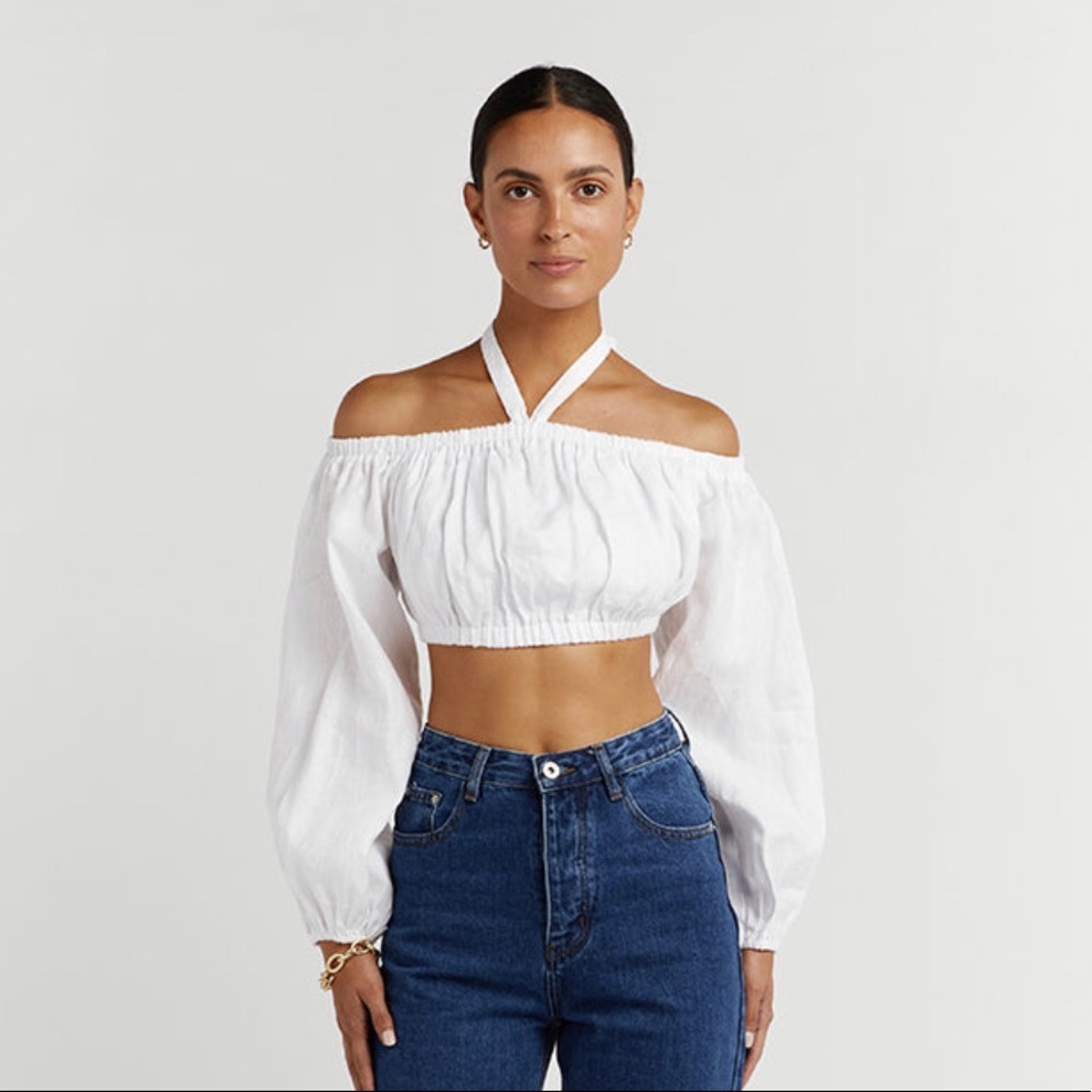 Dissh Ginny White Linen Crop Top 6